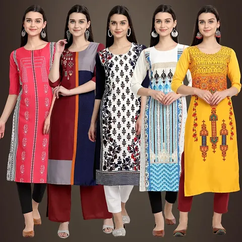 Fancy Crepe Kurtis For Women Pack Of 5