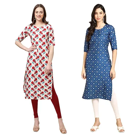 Stylish Crepe Digital Kurta For Women- Pack Of 2