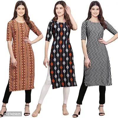 Stylish Multicoloured Crepe Stitched Kurta For Women Pack of 3