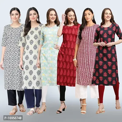 Women Stylish Crepe Printed Straight Kurta Combo-thumb0