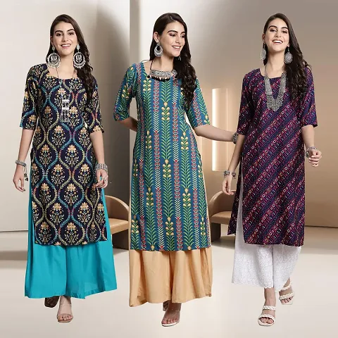 Fancy Rayon Kurtis For Women Pack Of 3