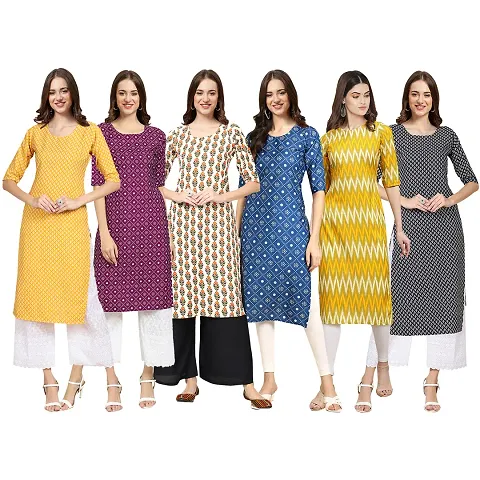 Stylish Crepe Printed Kurti - Pack of 6