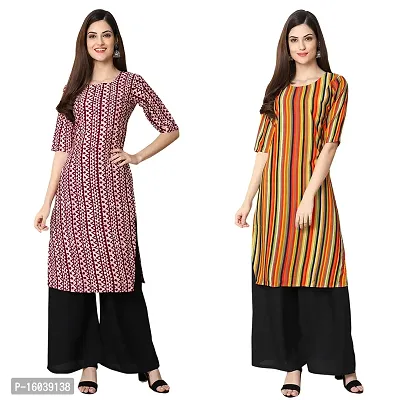 Alluring Crepe Printed Straight Kurta For Women-Pack Of 2-thumb0