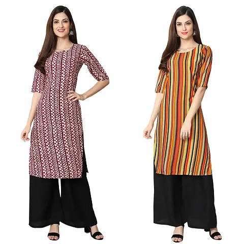 Pack Of 2-Crepe Printed Straight Kurta