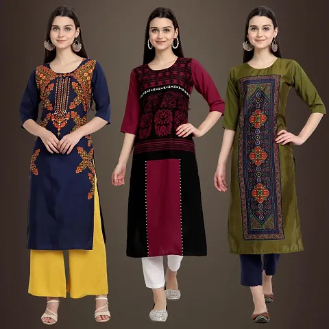 Fancy Crepe Kurtis for Women Pack Of 3