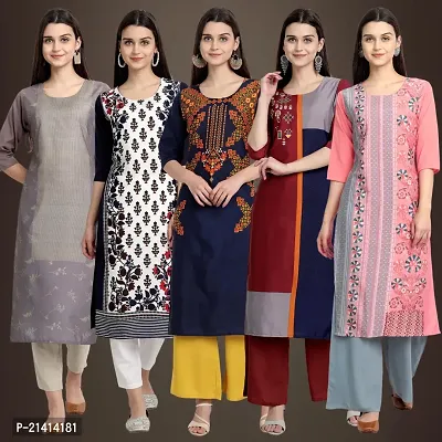 Fancy Crepe Kurtis For Women Pack Of 5-thumb0