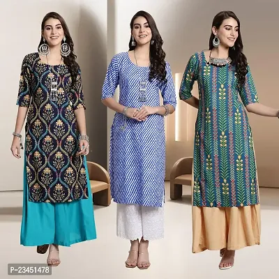 Fancy Rayon Kurtis For Women Pack Of 3