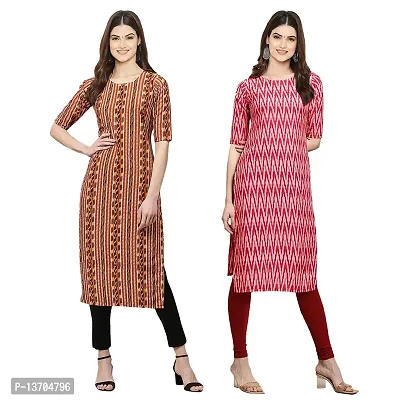 Stylish Crepe Digital Printed Kurta For Women- Pack Of 2-thumb0