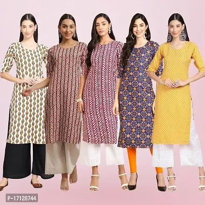 Women Stylish Crepe Printed Straight Kurta