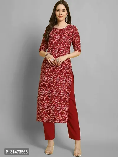 Stylish Maroon Crepe Printed Kurta Bottom Set For Women-thumb2