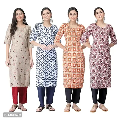 New Crepe Combo Printed Kurtis For Women Pack Of 4-thumb0