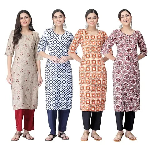 Trendy Crepe Kurta For Women- Combo Of 4