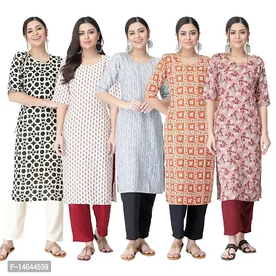 New Crepe Printed Kurtis Combo For Women Pack Of 5