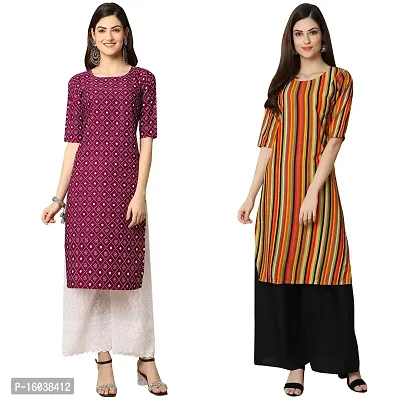 Stylish Digital Printed Women Crepe Kurta- Pack of 2