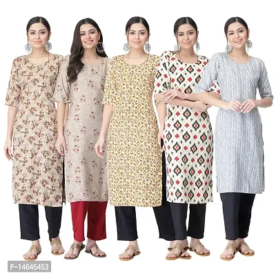 New Crepe Printed Kurtis Combo For Women Pack Of 5