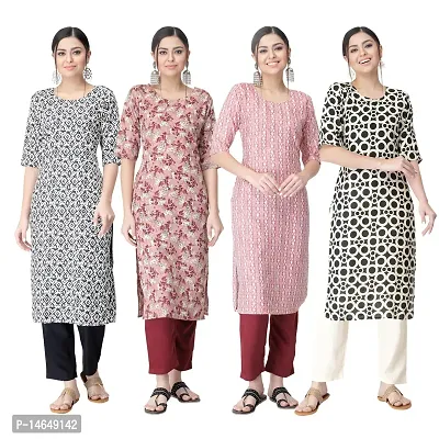 New Crepe Combo Printed Kurtis For Women Pack Of 4