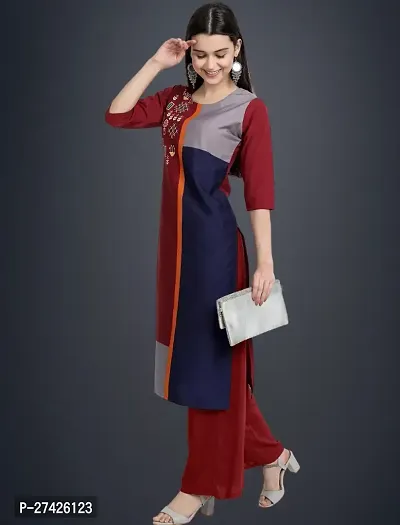 Stylish Maroon Crepe Stitched Kurta For Women-thumb0