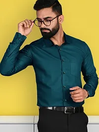 Reliable Green Cotton Solid Long Sleeve Formal Shirts For Men-thumb3
