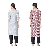 Attarctive Crepe Printed Straight Kurti Combo For Women Pack Of 2-thumb1