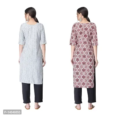 Attarctive Crepe Printed Straight Kurti Combo For Women Pack Of 2-thumb2