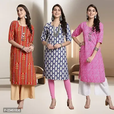 Fancy Rayon Kurtis For Women Pack Of 3-thumb0