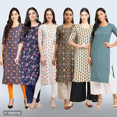 Women Stylish Crepe Printed Straight Kurta Combo