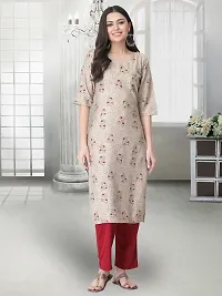 Stylish Beige Crepe Stitched Kurta For Women-thumb1