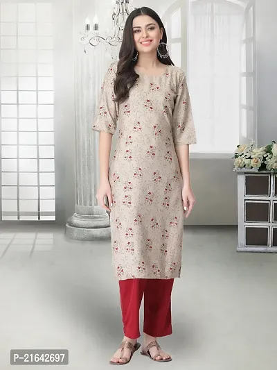 Stylish Beige Crepe Stitched Kurta For Women-thumb2