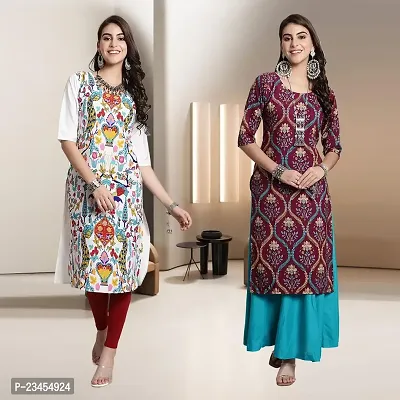 Fancy Rayon Kurtis For Women Pack Of 2-thumb0