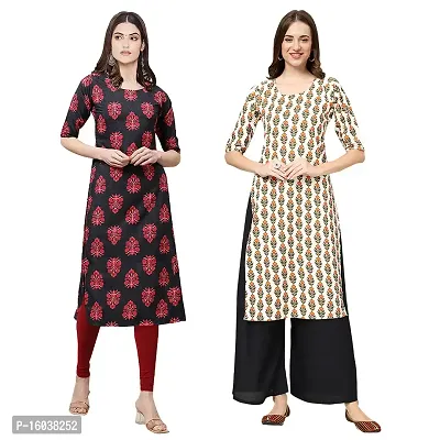 Stylish Digital Printed Women Crepe Kurta- Pack of 2-thumb0