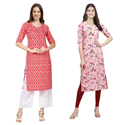 Stylish Digital Woman Crepe Kurtis Pack of 2