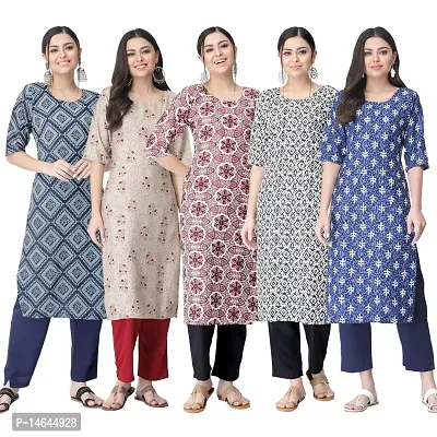 New Crepe Printed Kurtis Combo For Women Pack Of 5