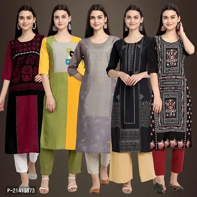 Fancy Crepe Kurtis For Women Pack Of 5-thumb0