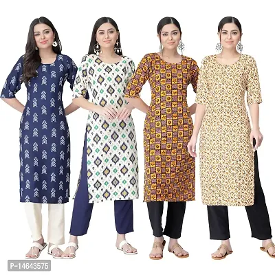 New Crepe Combo Printed Kurtis For Women Pack Of 4