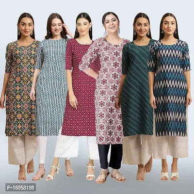 Women Stylish Crepe Printed Straight Kurta Combo