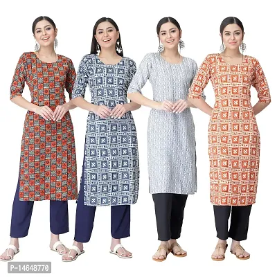 New Crepe Combo Printed Kurtis For Women Pack Of 4