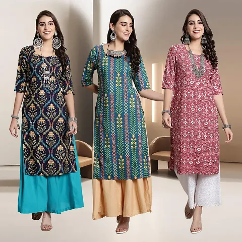 Fancy Rayon Kurtis For Women Pack Of 3