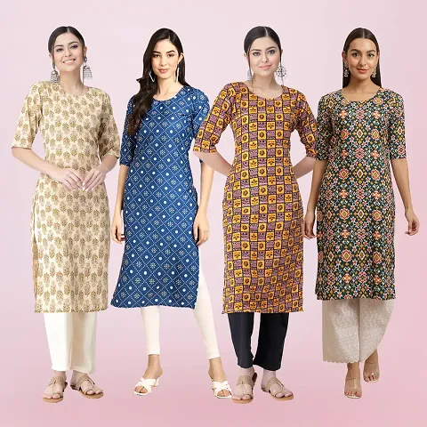 Trendy Crepe Kurta For Women- Combo Of 4