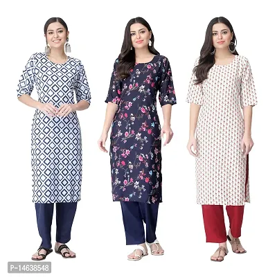 New Crepe Combo Printed Kurtis For Women Pack Of 3