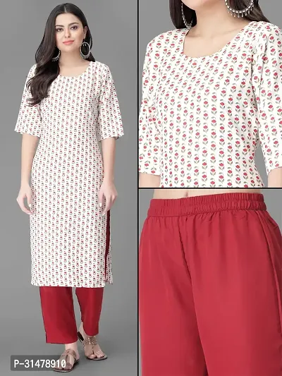 Stylish Crepe Printed Straight Kurta With Pant Set For Women