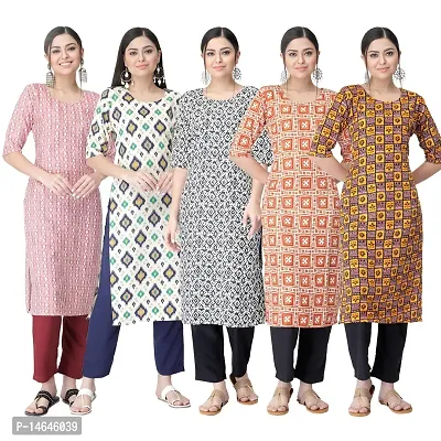 New Crepe Printed Kurtis Combo For Women Pack Of 5