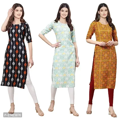 Stylish Multicoloured Crepe Stitched Kurta For Women Pack of 3-thumb0