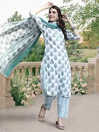 Fancy Cotton Blend Kurta Bottom And Dupatta Set For Women-thumb2