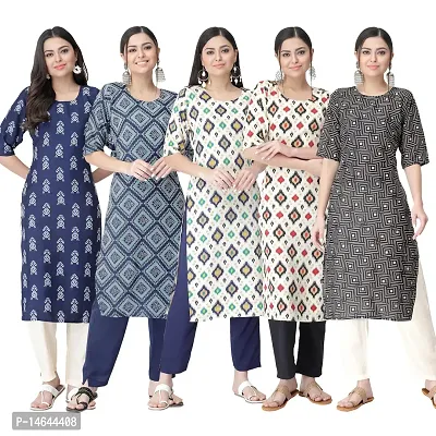 New Crepe Printed Kurtis Combo For Women Pack Of 5