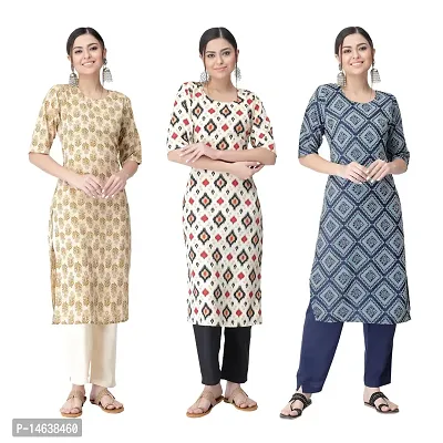 New Crepe Combo Printed Kurtis For Women Pack Of 3