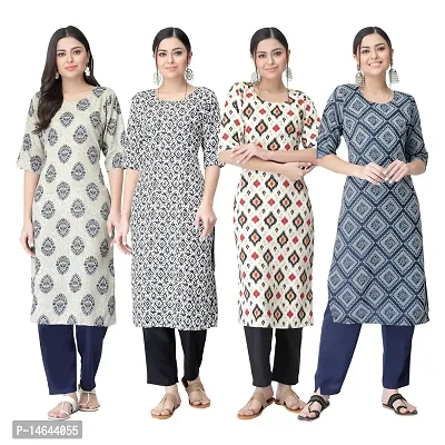 New Crepe Combo Printed Kurtis For Women Pack Of 4