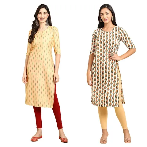 Straight Crepe Kurta Pack Of 2