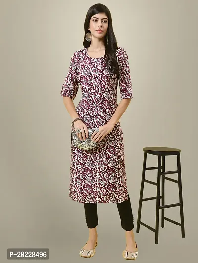 Stylish Crepe Printed Kurti For Women-thumb0