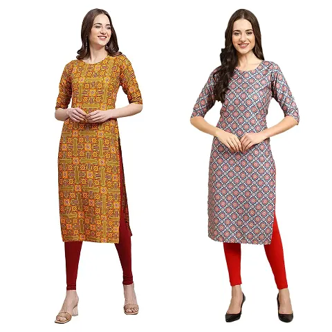 Stylish Crepe Printed Kurti - Pack of 2