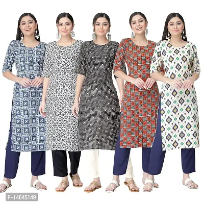 New Crepe Printed Kurtis Combo For Women Pack Of 5-thumb0